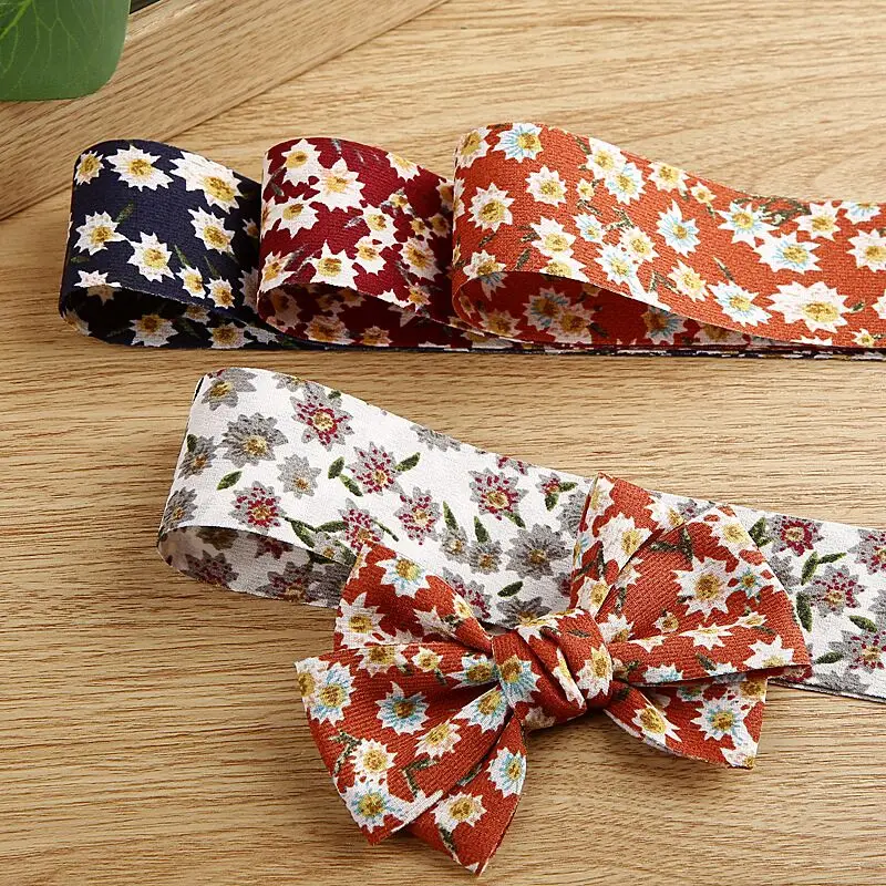 10 Yards 25MM 40MM Double Sided Flowers Ribbon DIY Handmade Materials Headwear Hair Bows Clothing Accessories Home Crafts