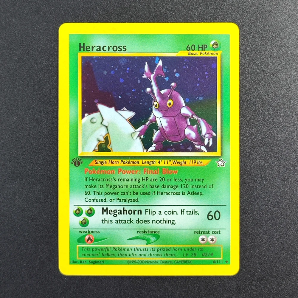 

Коллекционная карта DIY Proxy Pokemon TCG Pocket Card 2000 P.M. Heracross 6 Super Rare, классическая аниме-карта для игр, игрушка