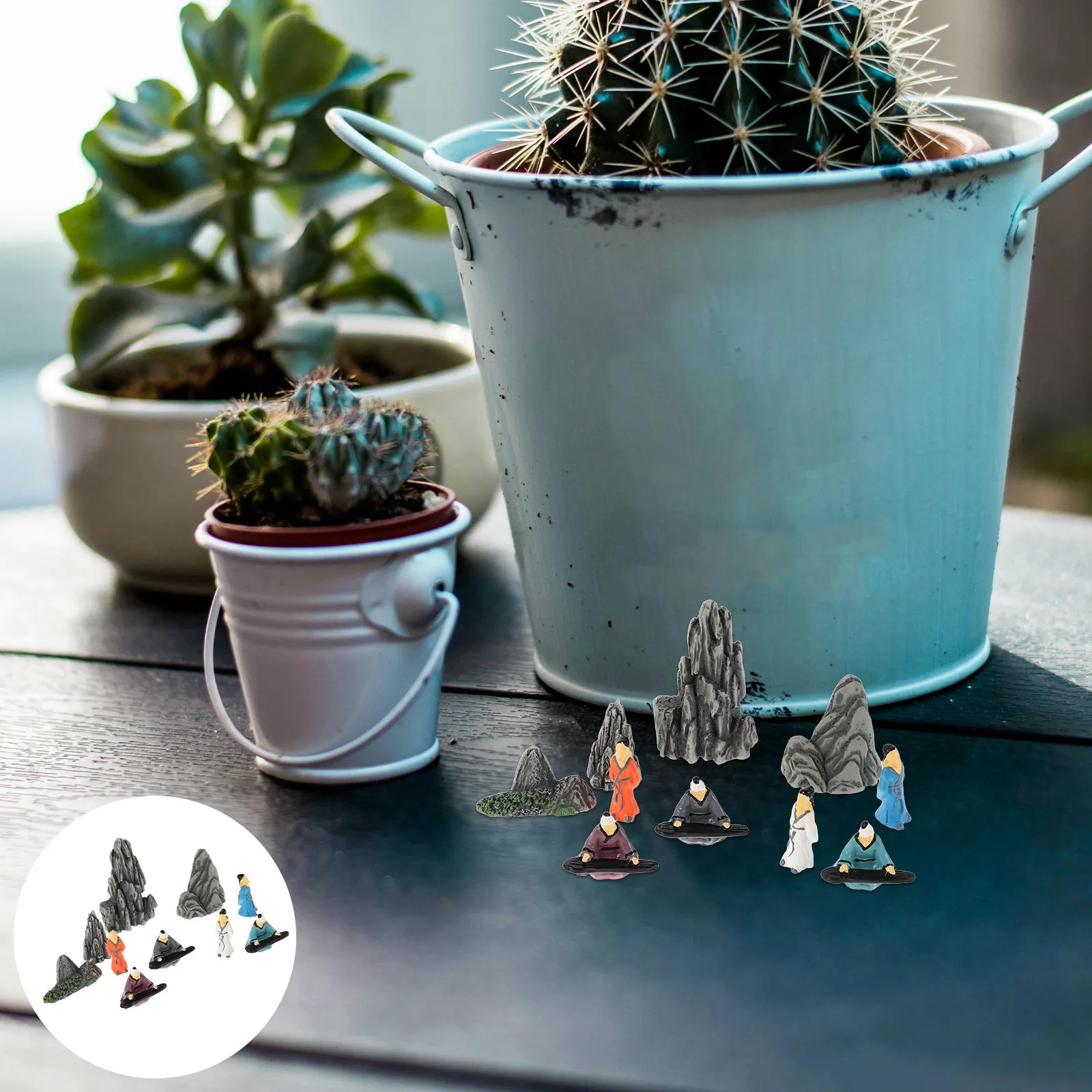 Bonsai Garden Landscape Design - 10Pcs Resin Miniature Chinese Art Statues