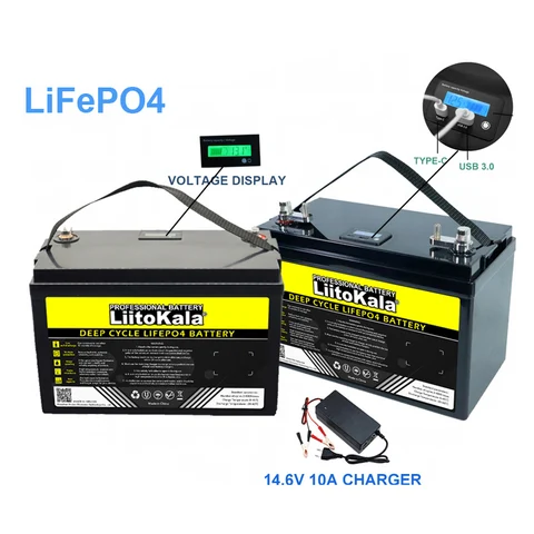 LiitoKala 12,8 V 100 Ah LiFePO4-Akku, 12 V Lithium-Eisenphosphat-Batterien, 4000 Zyklen, Wechselrichter, Autofeuerzeug, solarbetrieben, ohne Zugkraft
