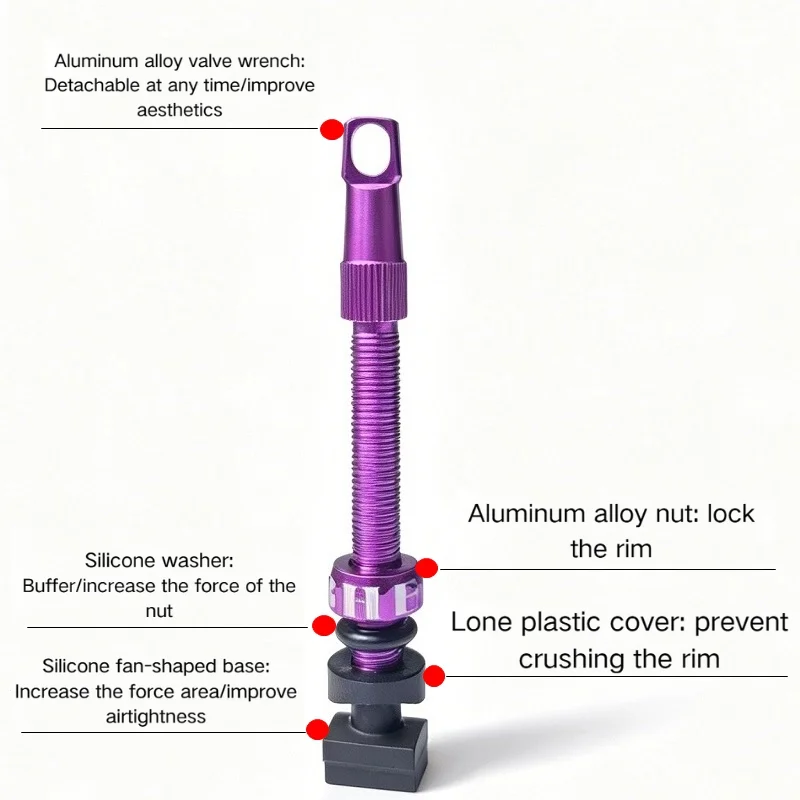 BHE CNC Presta Tubeless-Ventile aus Aluminiumlegierung 60/80mm für Rennräder, Fahrradfelgenventil aus Aluminiumlegierung – Detail 4