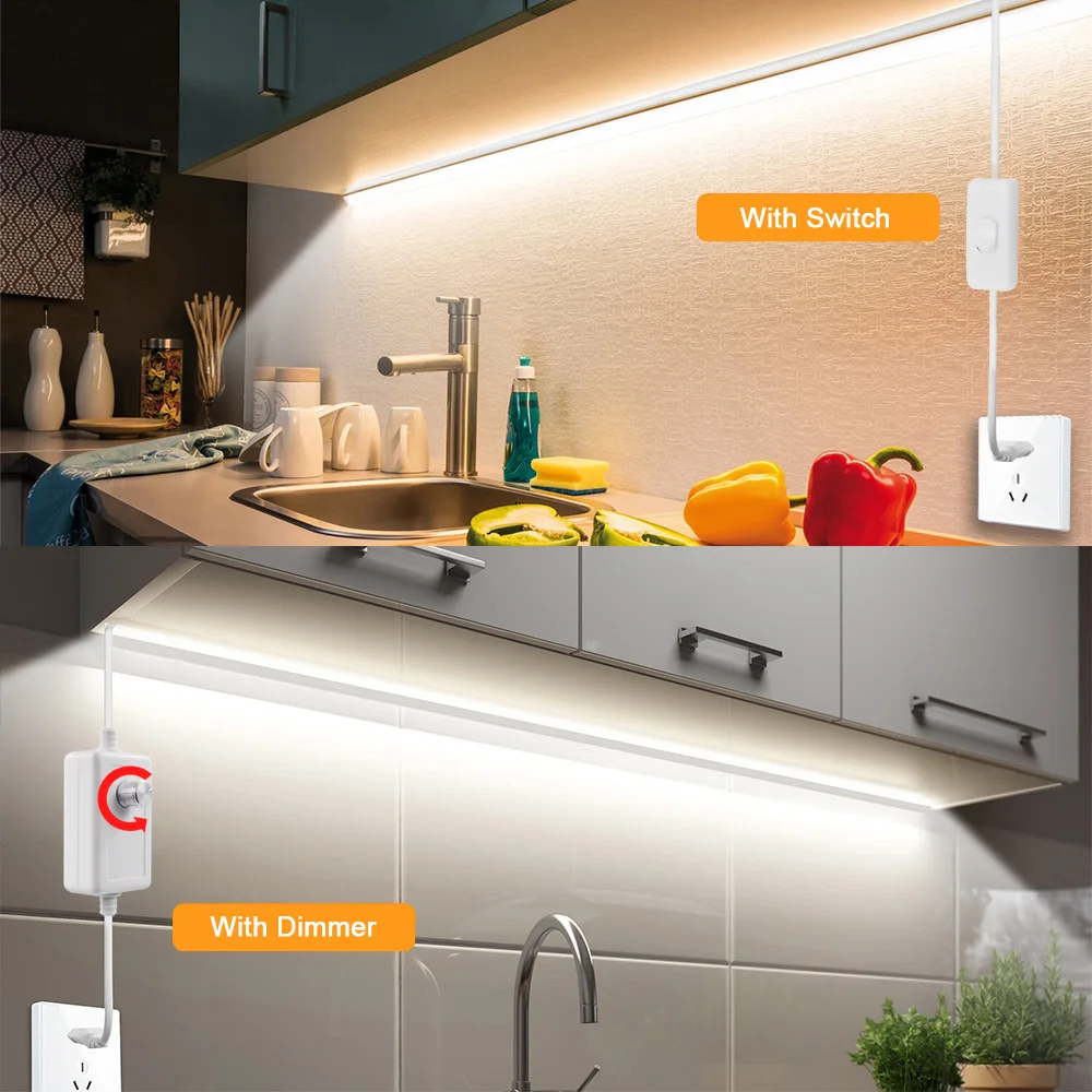 Dimmable COB LED Neon Strip Light Dimmer Switch Power Kit 220V 288 LEDs High Density Linear Lighting IP67 Waterproof Flex Ribbon