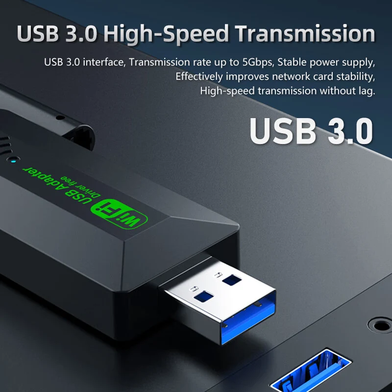 1200 متر واي فاي USB محول 4 هوائيات عالية السرعة بطاقة الشبكة اللاسلكية ترقية USB3.0 ثنائي النطاق 2.4G/5G واي فاي دونغل ل Win 10/11
