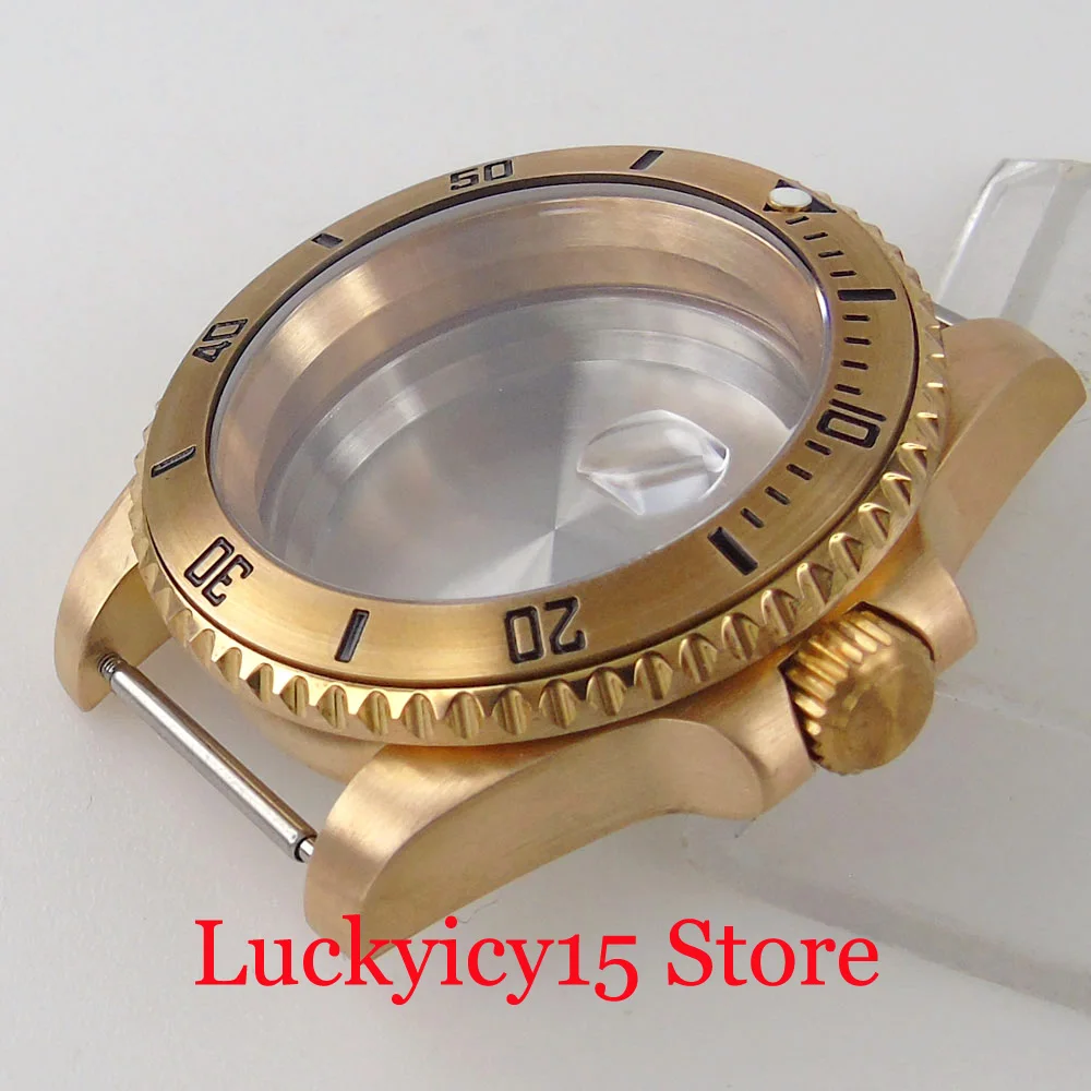 Real Bronze Cusn8 40mm Watch Parts Brushed Case Fit for NH35 NH36 NH34 ETA2824 PT5000 Diver Swim Sapphire Glass Rotating Bezel