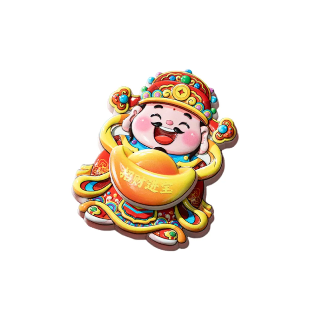 

Rotatable New Year Magnetic Sticker Cartoon Reusable 3D Refrigerator Magnets God of Wealth Cute Refrigerator Decorative Magnet
