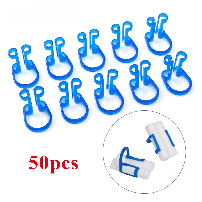 50Pcs/Pack Plastic Dental Cotton Roll Holder Disposable Blue Teeth Clip for Dentist Clinic Oral Treatment Teeth Care Accessories