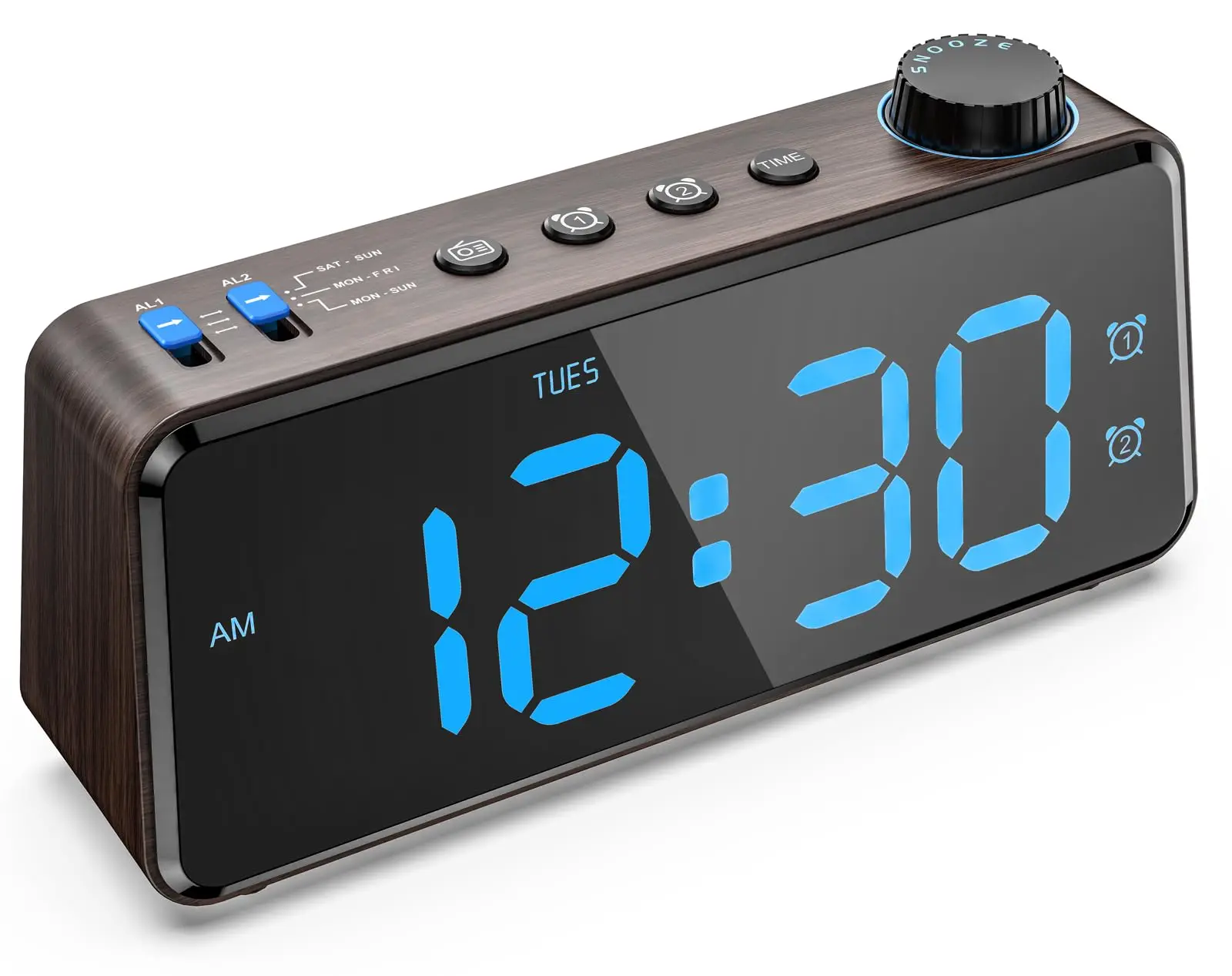 

Digital Alarm Clock Radio with USB Charging Port, Battery Backup FM Radio, Bedroom, 0-100% Dimming, Weekday, Dual, Upgrade