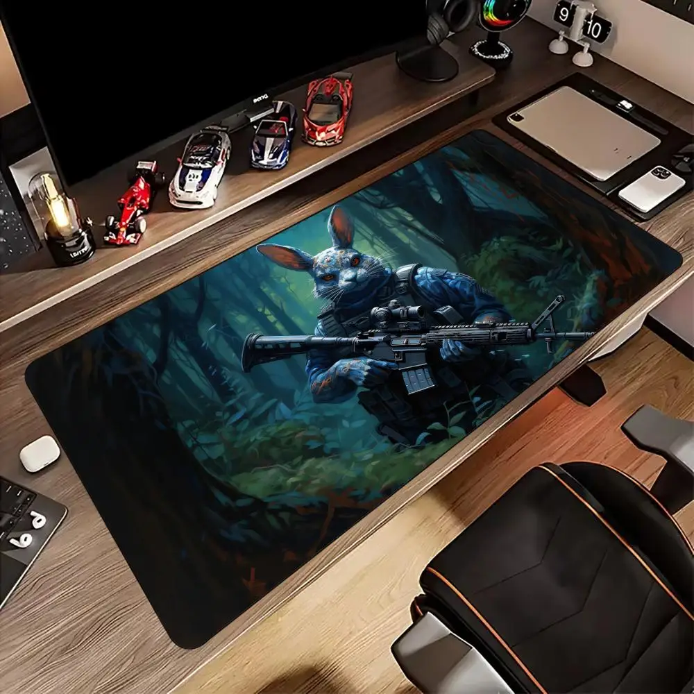 

Rabbit Soldier Design Mouse Pad Desk Mat gaming mats rubber anti-slip Durable pc accessories keyboard Extended mouse pads rug