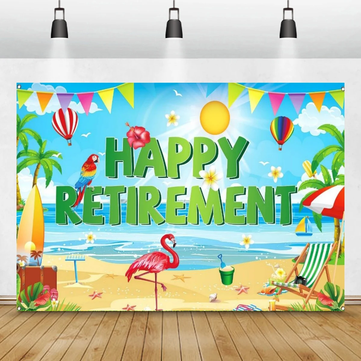 

Graduation Day Party Balloons Welcome Banner Golden beach flamingo Theme Ceremony Backdrops Decoration Photography Background