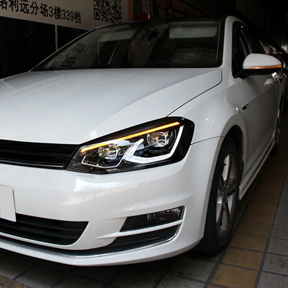 Conjunto de faros delanteros de coche para Volkswagen Golf 7 MK7 2013-2017, actualización de Golf 8 Style, lente de proyector LED automática, accesorio Plug and Play