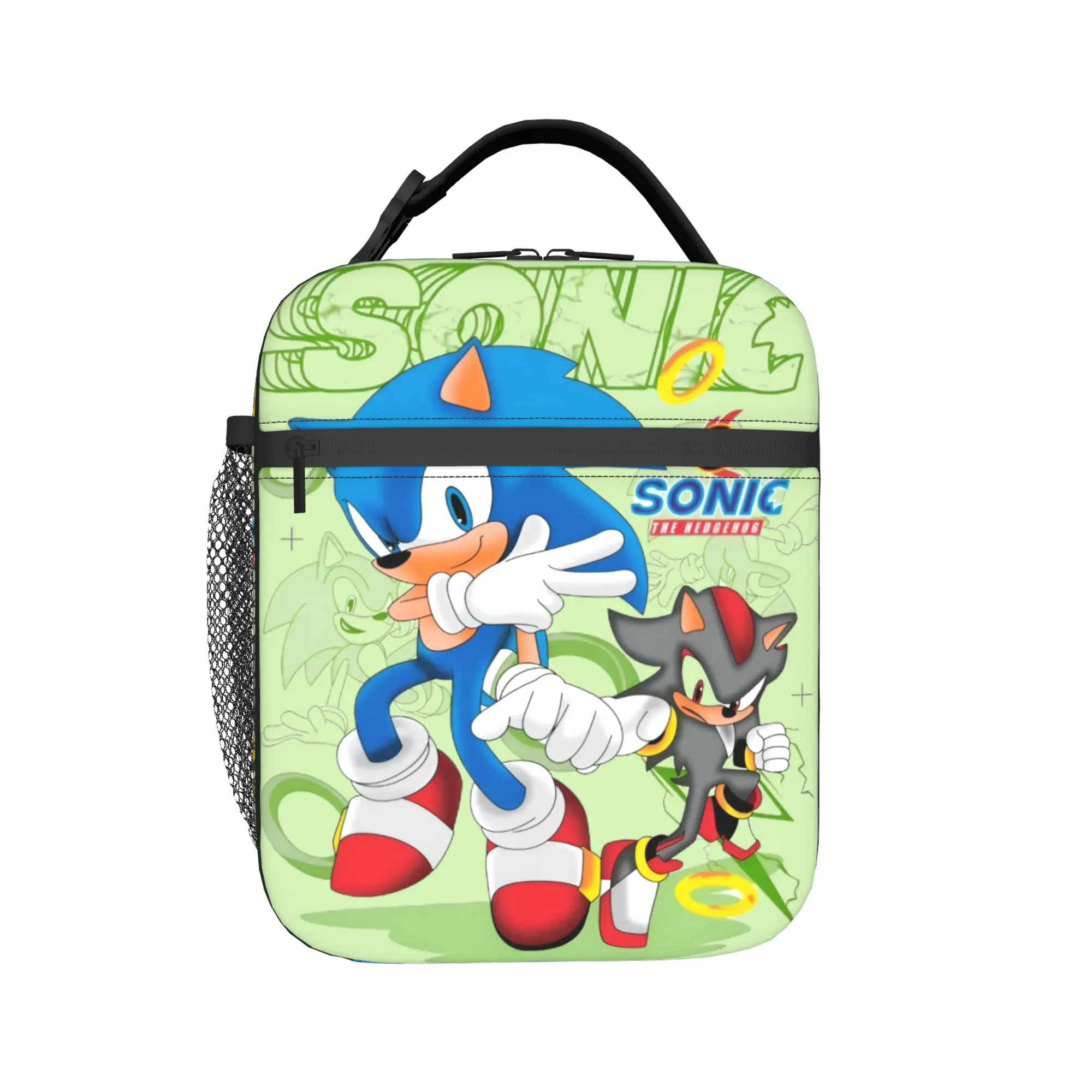

Custom S-Soniced Resuable Lunch Box Women Men Multifunction Hedgehog Game Cooler Thermal Food Insulated Lunch Bag School Student