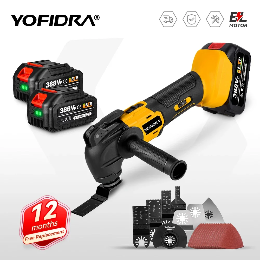 Yofidra Brushless Oscillating Multi-Tool Cordless Variable Trimming Shovel Woodworking Home DIY Tool For Makita 18V Battery