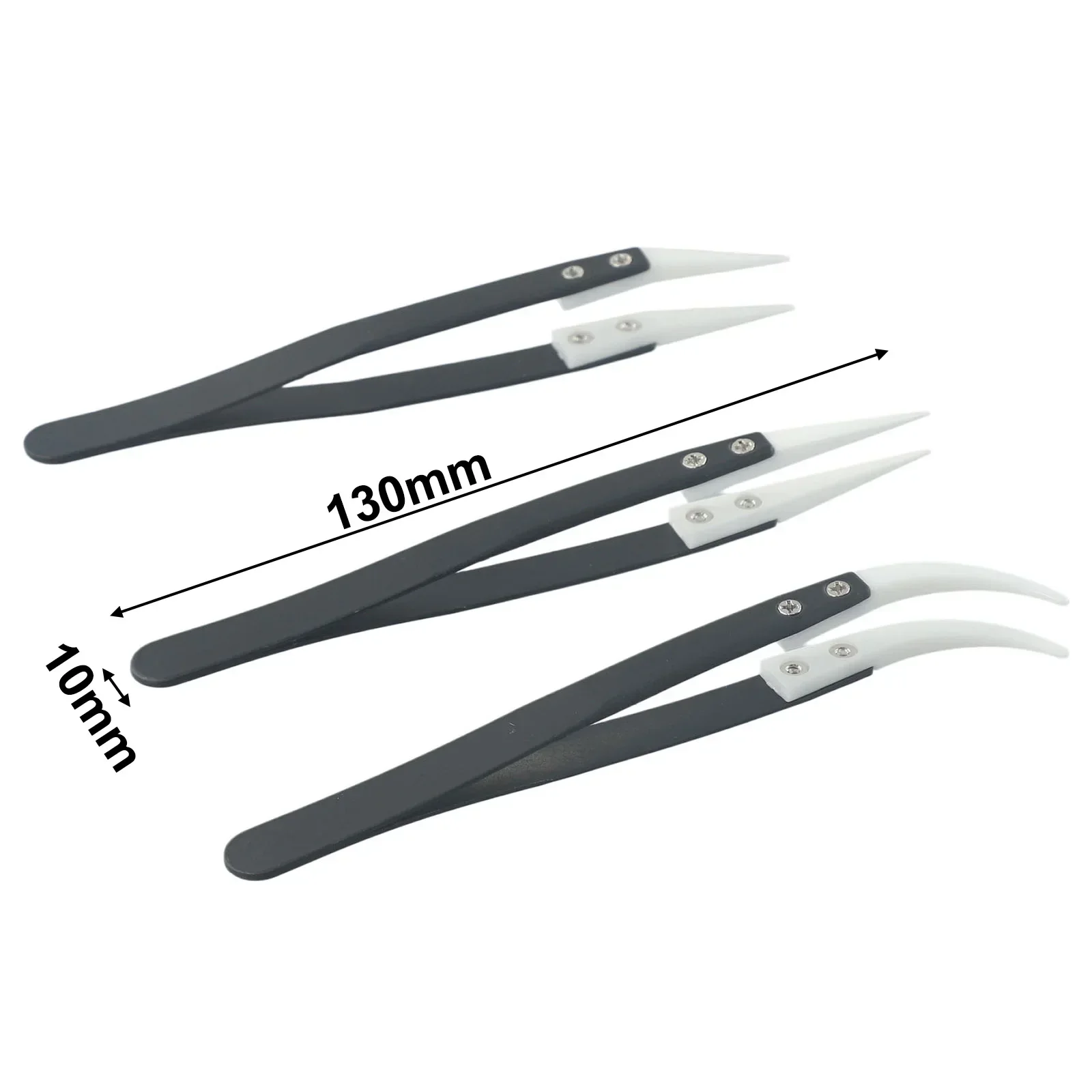 Easy Carry Reverse Tweezers Ceramic Tweezers Replacement 135-140mm Stainless Steel + Ceramic 3pcs High Temperature