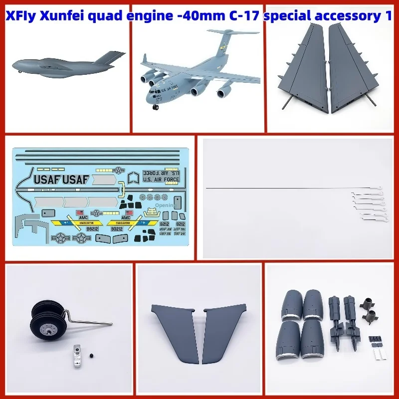 Xfiy Xunfei Quatro Motor -40mm C-17 Acessórios Especiais Corpo Asas Principal Conjunto de Gerador de Cauda Plana Ajuste Elétrico
