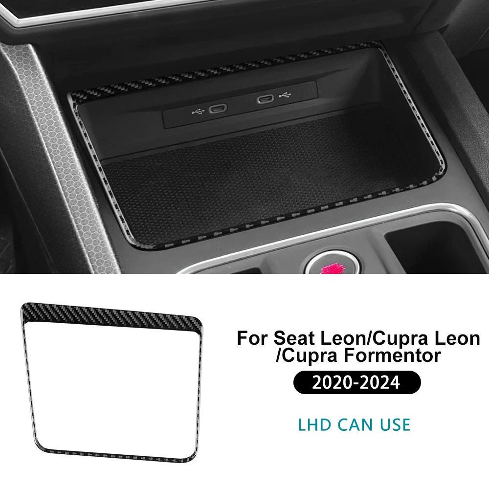 Soft Carbon Fiber Sticker For Seat Leon Cupra Leon Cupra Formentor 2020-2024 LHD RHD Car Wireless Charging Frame For Seat MK4