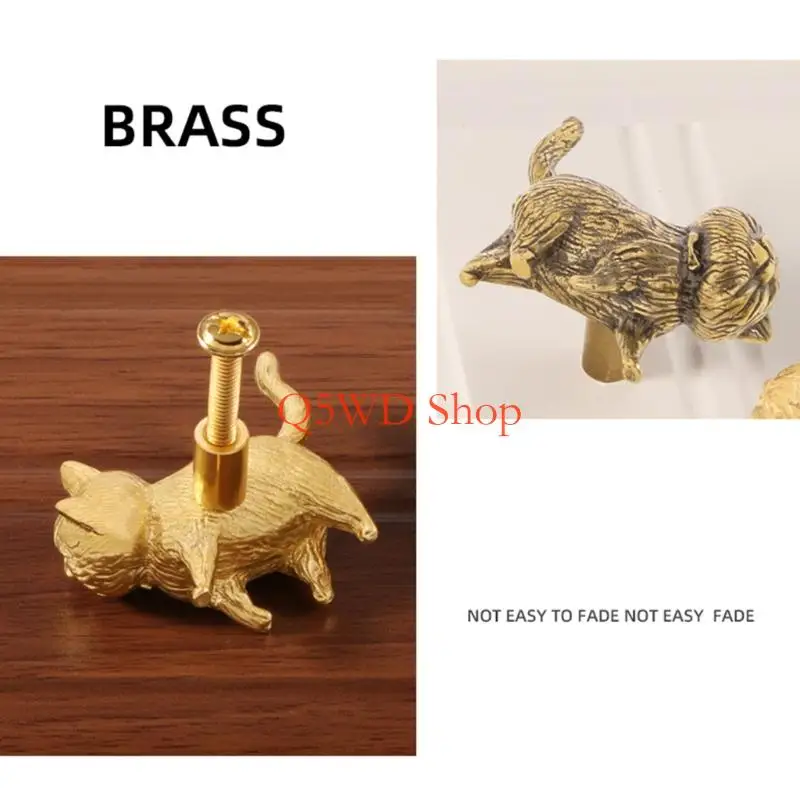Q5WD Simple Mounts Metal Cabinet Pull Featuring Lucky Cats Design for Fast Installation