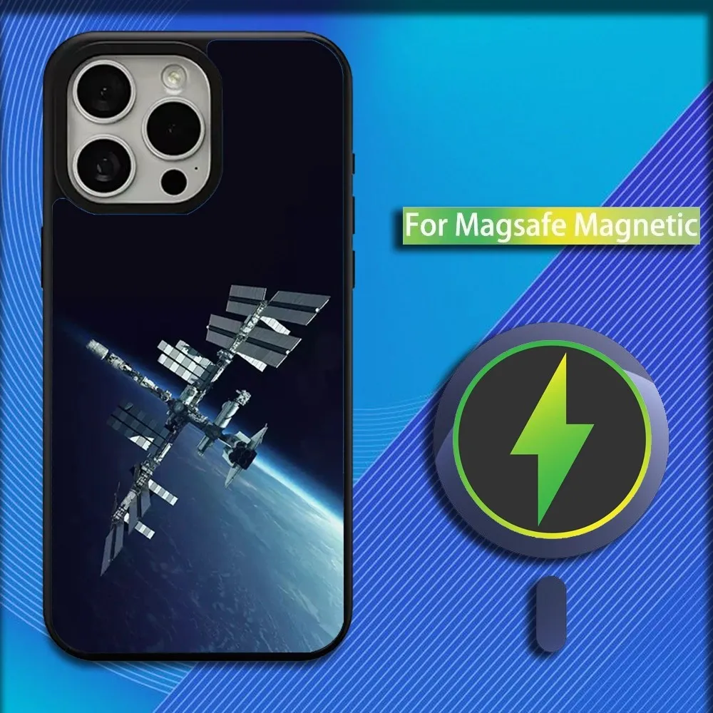 Space Station Satellite Phone Case For iPhone 16,15,14,13,12,11,Plus,Pro,Max,Mini Magsafe Magnetic Wireless Charging