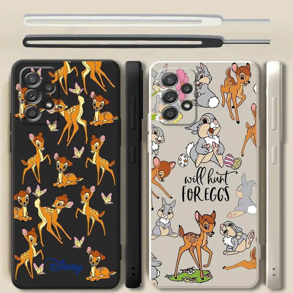 Case for Samsung Galaxy A13 A32 A11 A24 A34 A54 A53 A72 A52 A22 A12 A23 A42 A21s A33 A73 Square Liquid Disney Bambi