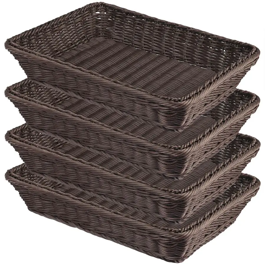 

PCS 16x12 Inch Wicker Bread Basket, Woven Serving Basket, Tabletop Food Serving Basket for Restaurant, Bakery, Family Party, Hot