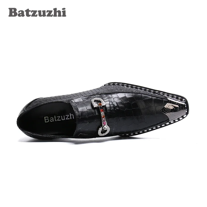 

Batzuzhi Fashion Iron Toe Black Leather Dress Shoes Men Italian Type Men Shoes Chaussures Hommes Party and Wedding Shoes Male!