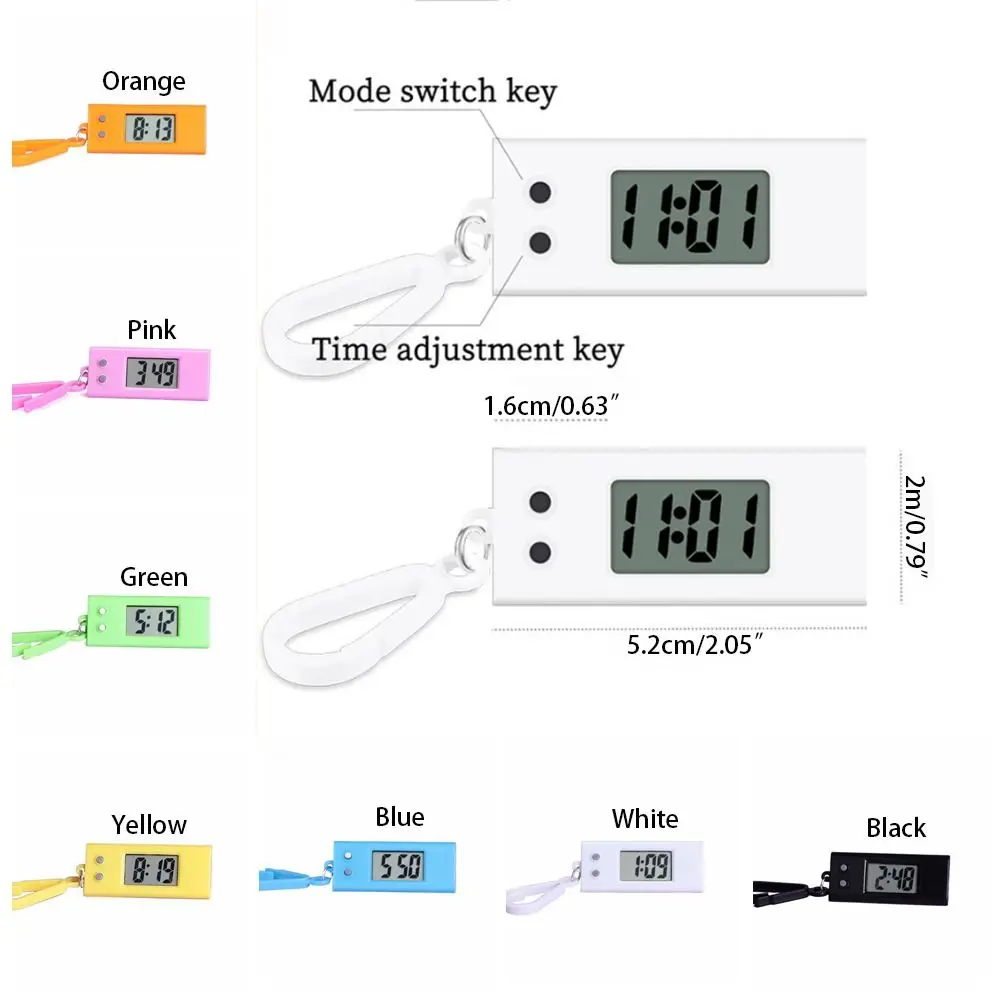 

With buckle Triangle Electronic Hanging Clock Anti-fall Silent Electronic Clock Keyring Small Mini LED Digital Clock Key Display