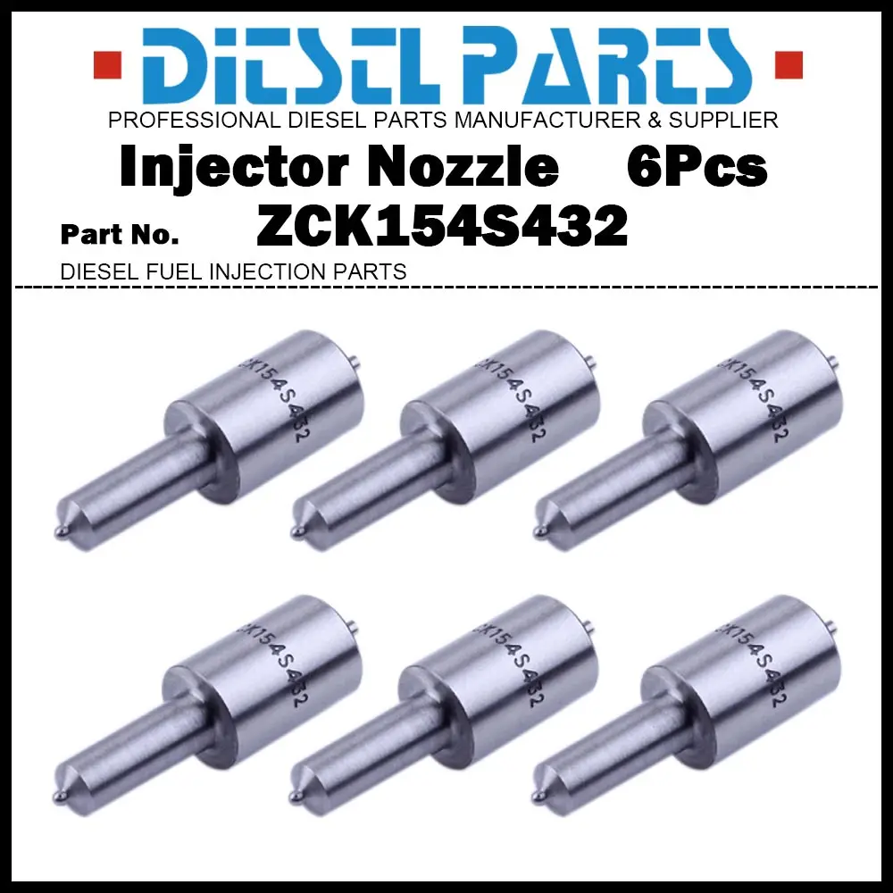 6Pcs Diesel Fuel Injector Nozzle Tips ZCK154S432 for Dongfeng Foton Yuejin Tractor
