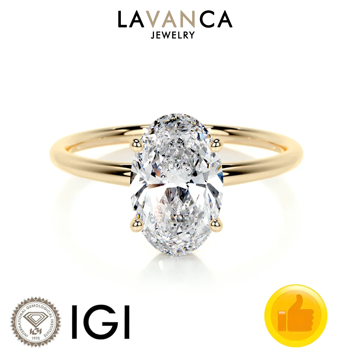 

Oval Cut Lab Grown Diamond Engagement Ring IGI Certified Lab Created Diamond Solitaire Style Ring 9K/14K/18K Gold Ring For Women