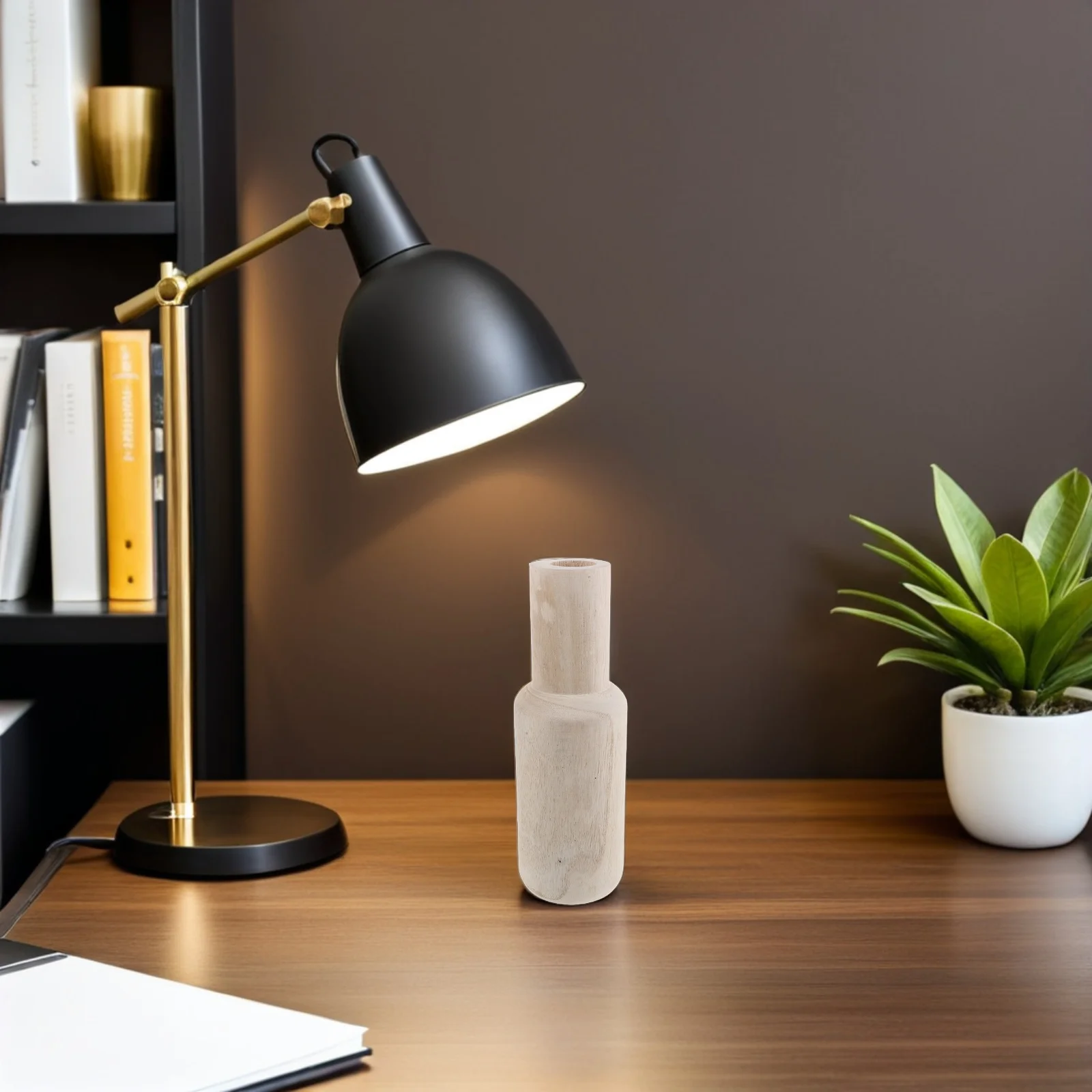 

Wooden Tall Vase Rustic Decorative Flowerpot Table Ornament Entryway Patio Living Room Dining Bathroom Hallway Shelf 11.79in