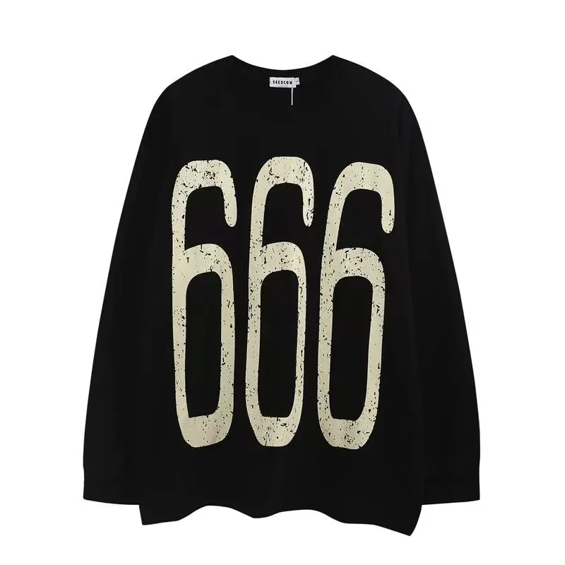 

Американский новый ретро-тренд с принтом и длинным рукавом 90-х годов, уличная футболка в стиле хип-хоп в стиле Харадзюку, мужская мода, готический повседневный свободный топ из чистого хлопка