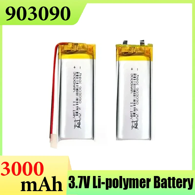 1-2pcs 903090 3.7V lithium polymer battery 3000mah DIY mobile emergency power bank battery suitable for GPS MP3 MP4 MP5 battery