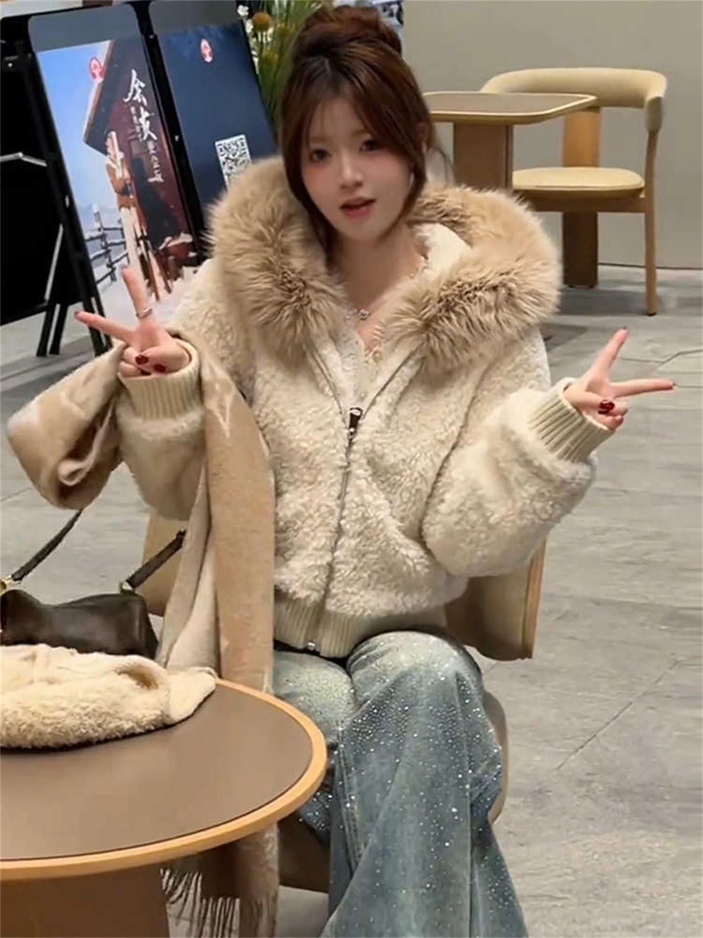 

Korean Design Hat Pure Color Zipper Anti-Uv Winter New Sle Women's Faionable Jaet Commute Sle Loose Fit Long Sve