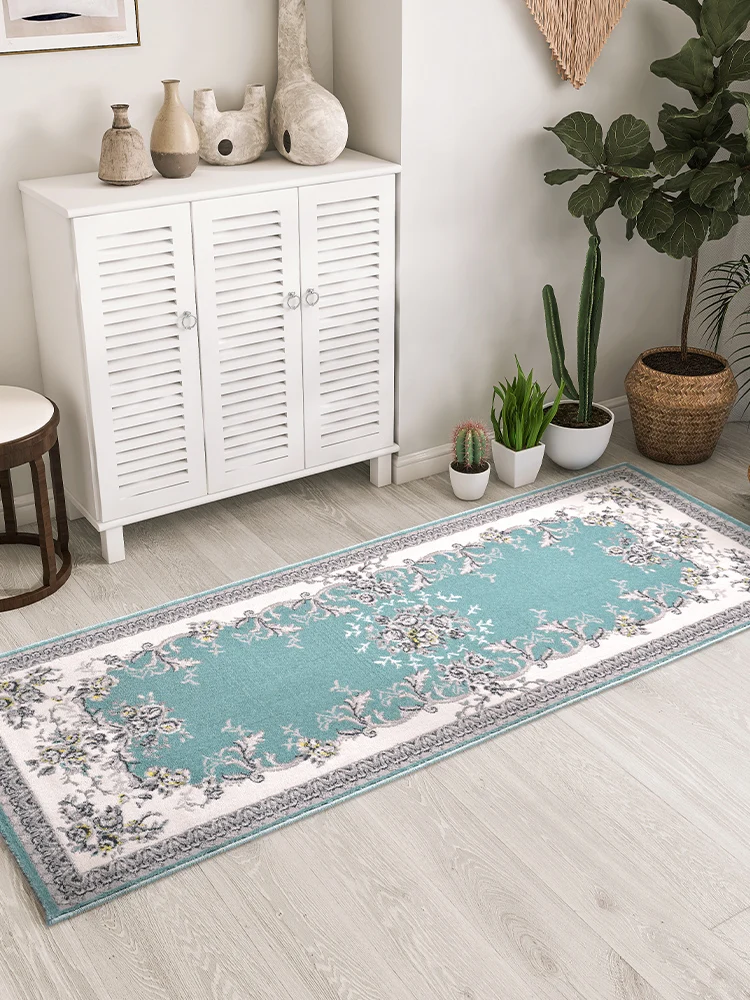 

New American Style Area Rug for Living Room Modern Floor Mats Nordic Blue Bedroom Long Carpet Door Bedside Household Mat