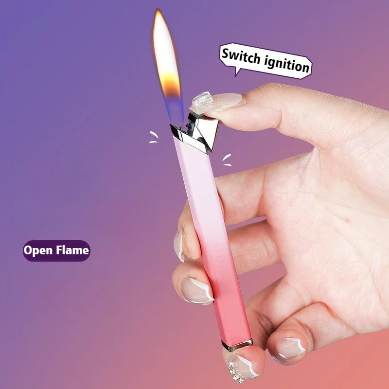 

New Cigar Igniter Windproof Open Flame Lighter Metal Gradient Color Smoke Cigarette Lighters & Smoking Accessories Factory Sales