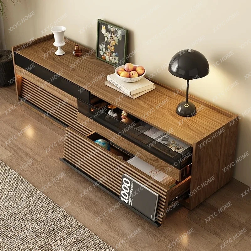 

LSolid Wood Floor Minimalist Japanese Style Storage Small Apartment Creative Living Room Modern Household Floor Cabinet