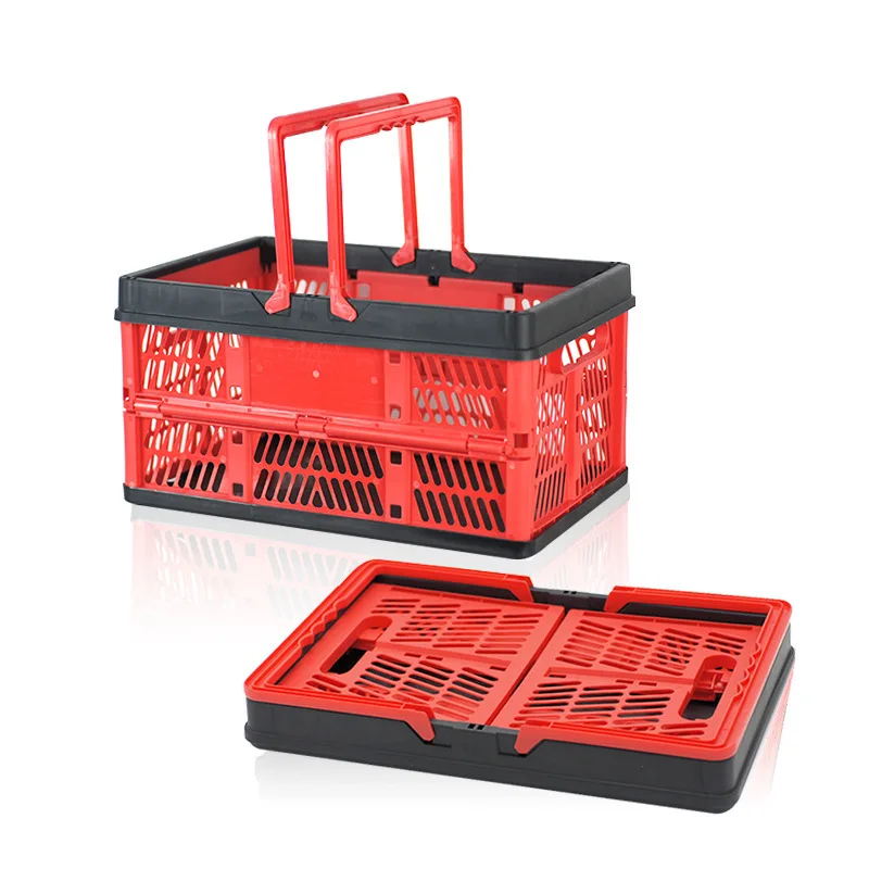 

Lightweight Household Pp Plastic Carrying Bin Folding Supermarket Shopping Baskets Bottom Reinforcement Picnic Basket