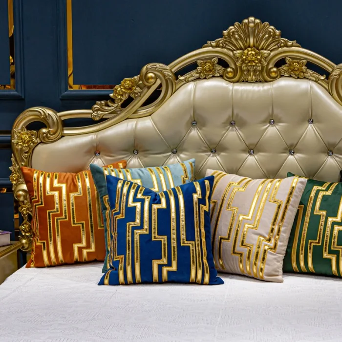 European Luxury Living Room Sofa Pillowcase High-end Dutch Velvet Head Back Model Room Villa Patch Embroidered Cushion Cover