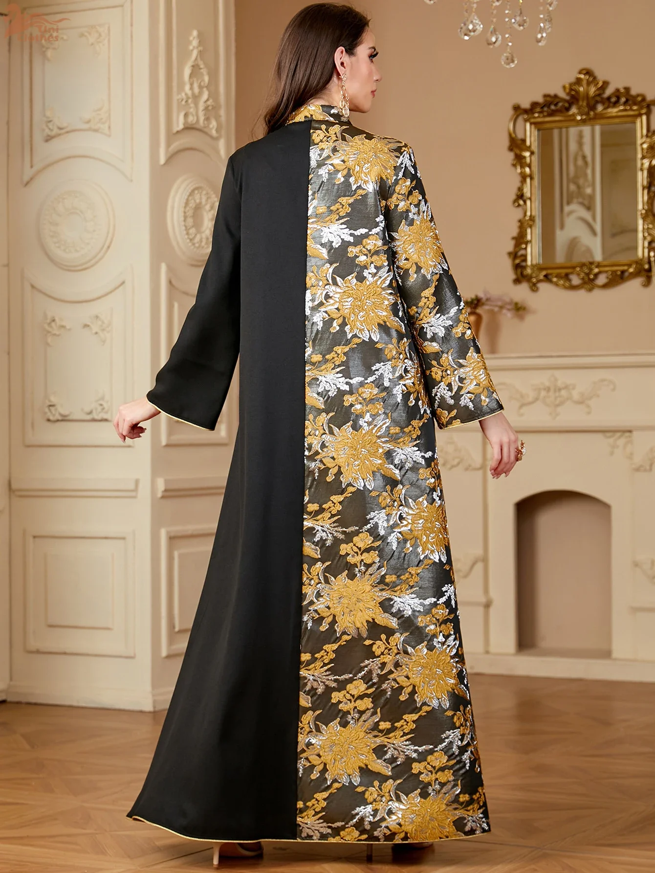 Morocco Dress Kaftan Dubai Abayas Flower Sequins Vestidos Ramadan Arab Islam Long Robe Eid Muslim Women Party Dresses Jalabiya