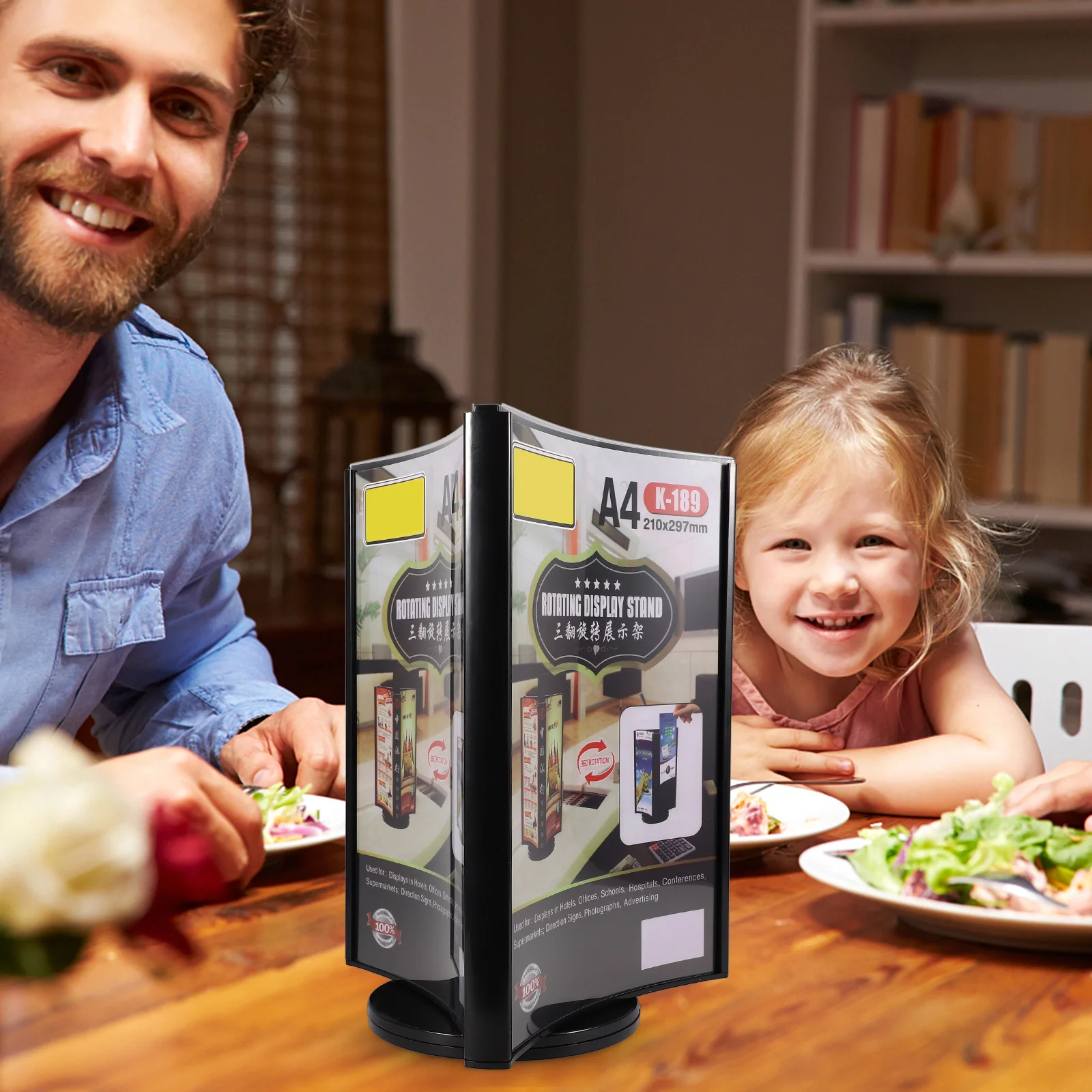 Rotary Multi-Side Acrylic Menu Holder Stable Desktop Sign Holder for Menu Price Advertising Display in Restaurant Shop