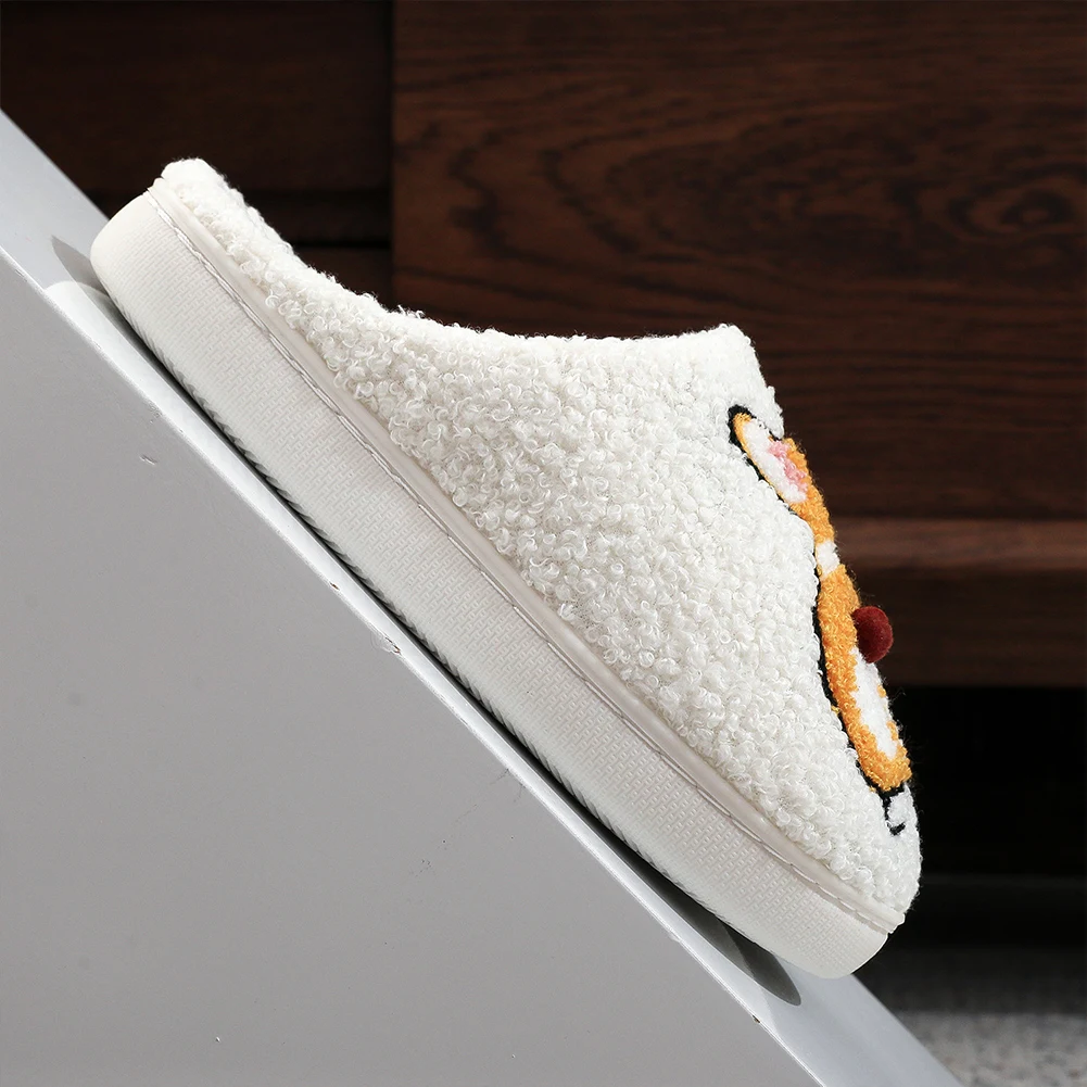 

Plush Dog Slippers Fluffy Home Slippers Anti Slip Thermal Corgi Slippers Comfortable Funny Corgi Dog Slippers for Indoor Bedroom