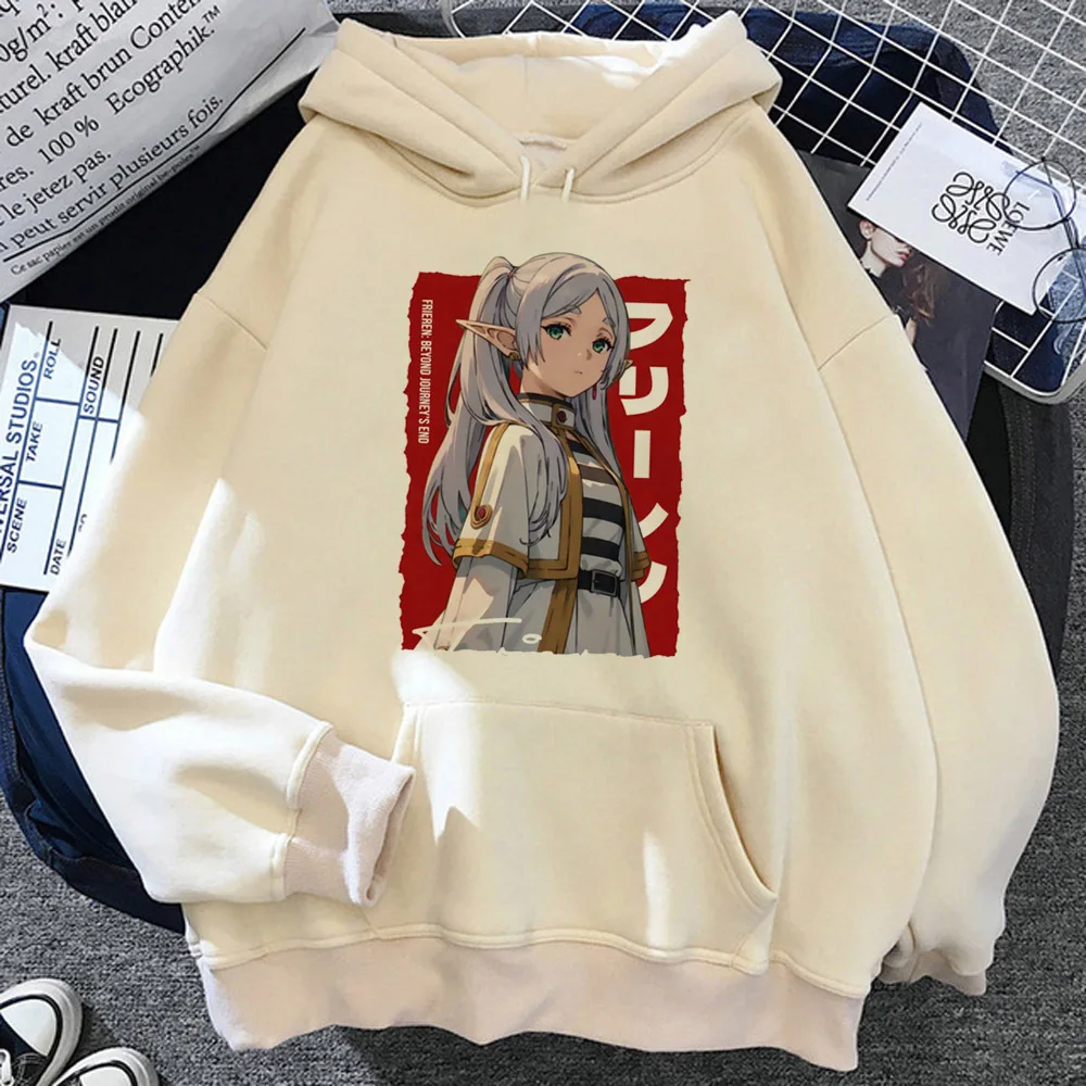 Frieren hoodie streetwear trendy patterned winter girl pullover printed design casual wear