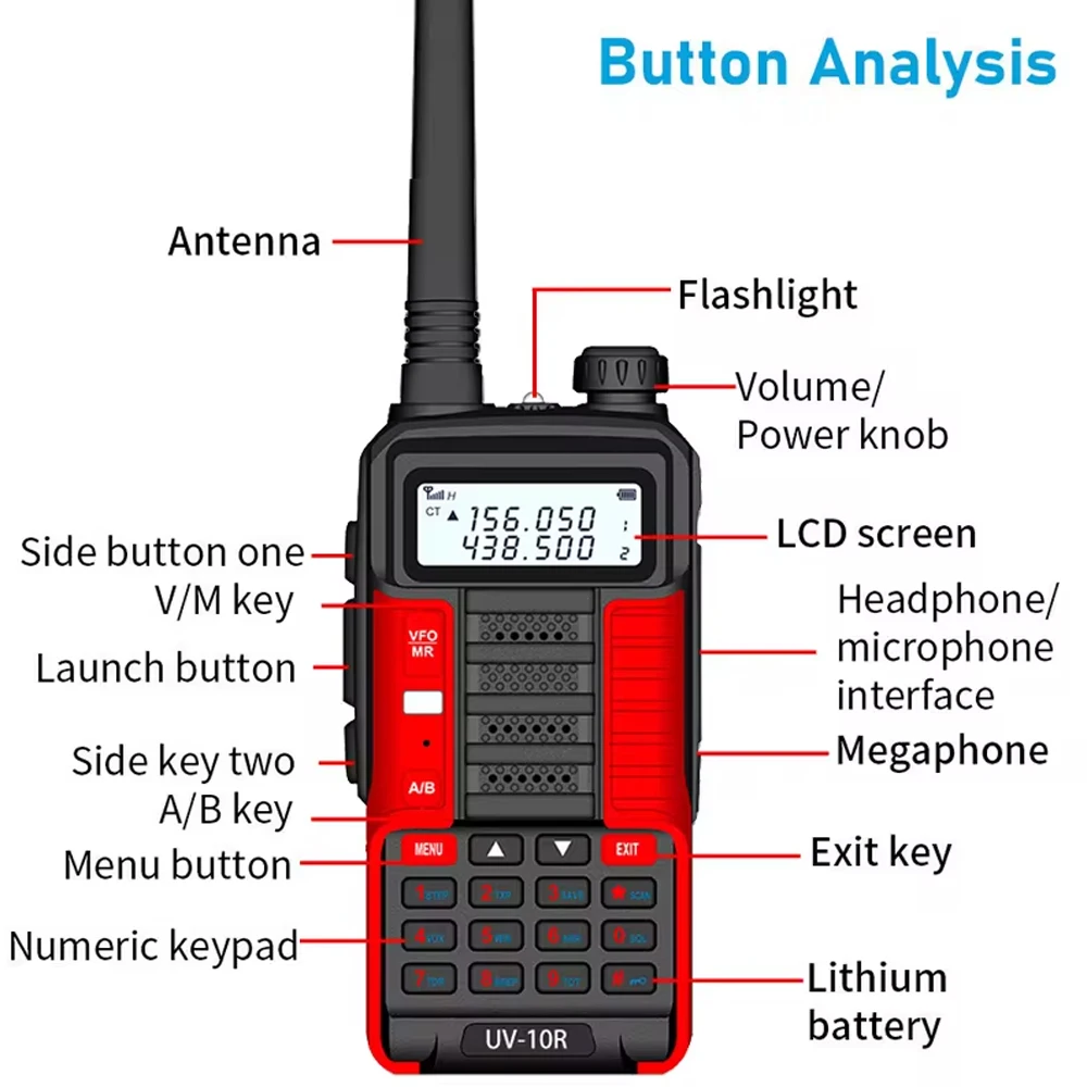 Baofeng UV-10R V2 10 Вт Draagbare Мощная рация VHF UHF Двухдиапазонный Tweeweg Cb Ham Радиоприемопередатчик Tweeweg Radio \'S