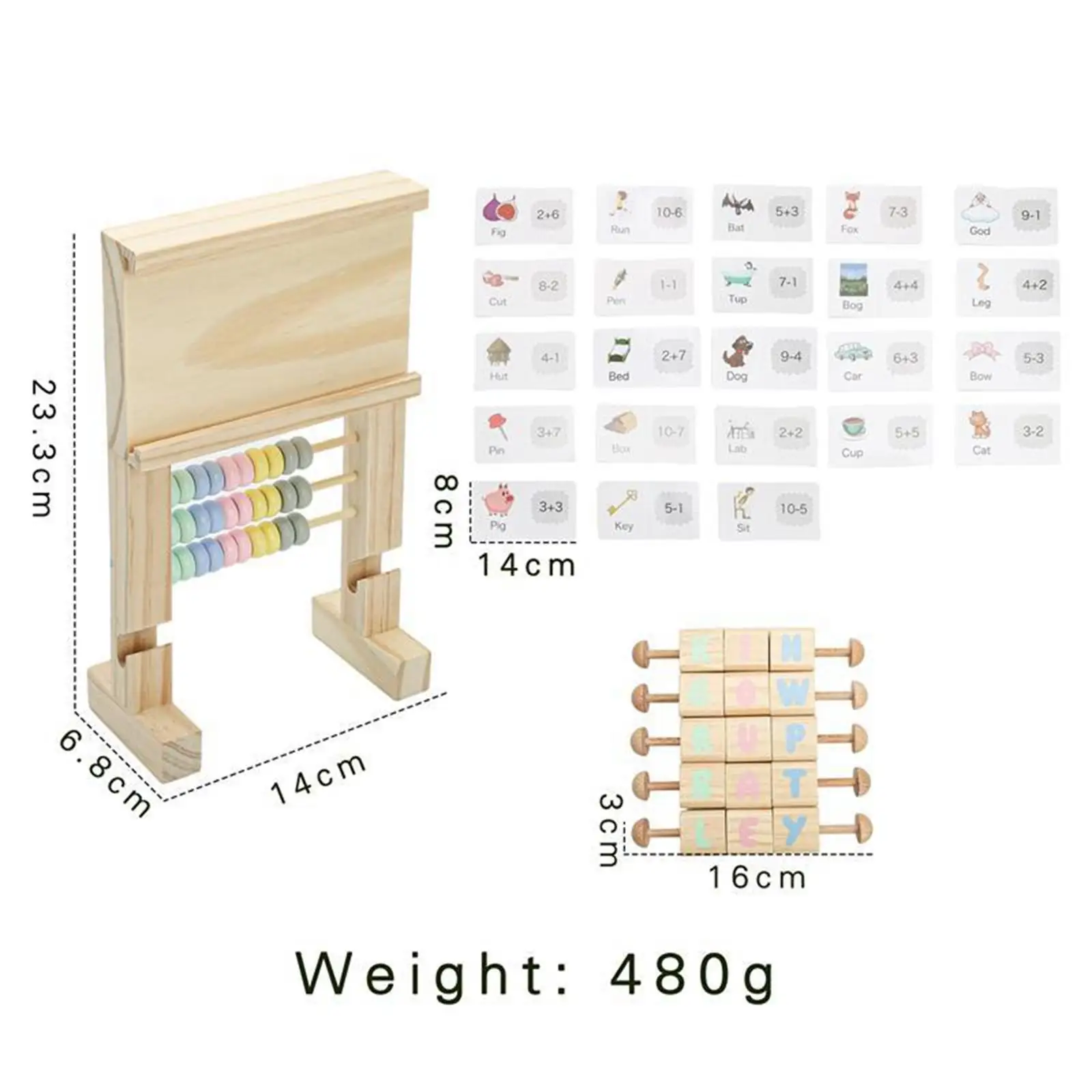 Wooden Abacus for Kids Math with Cards Math Learning Counting Frame for Kids