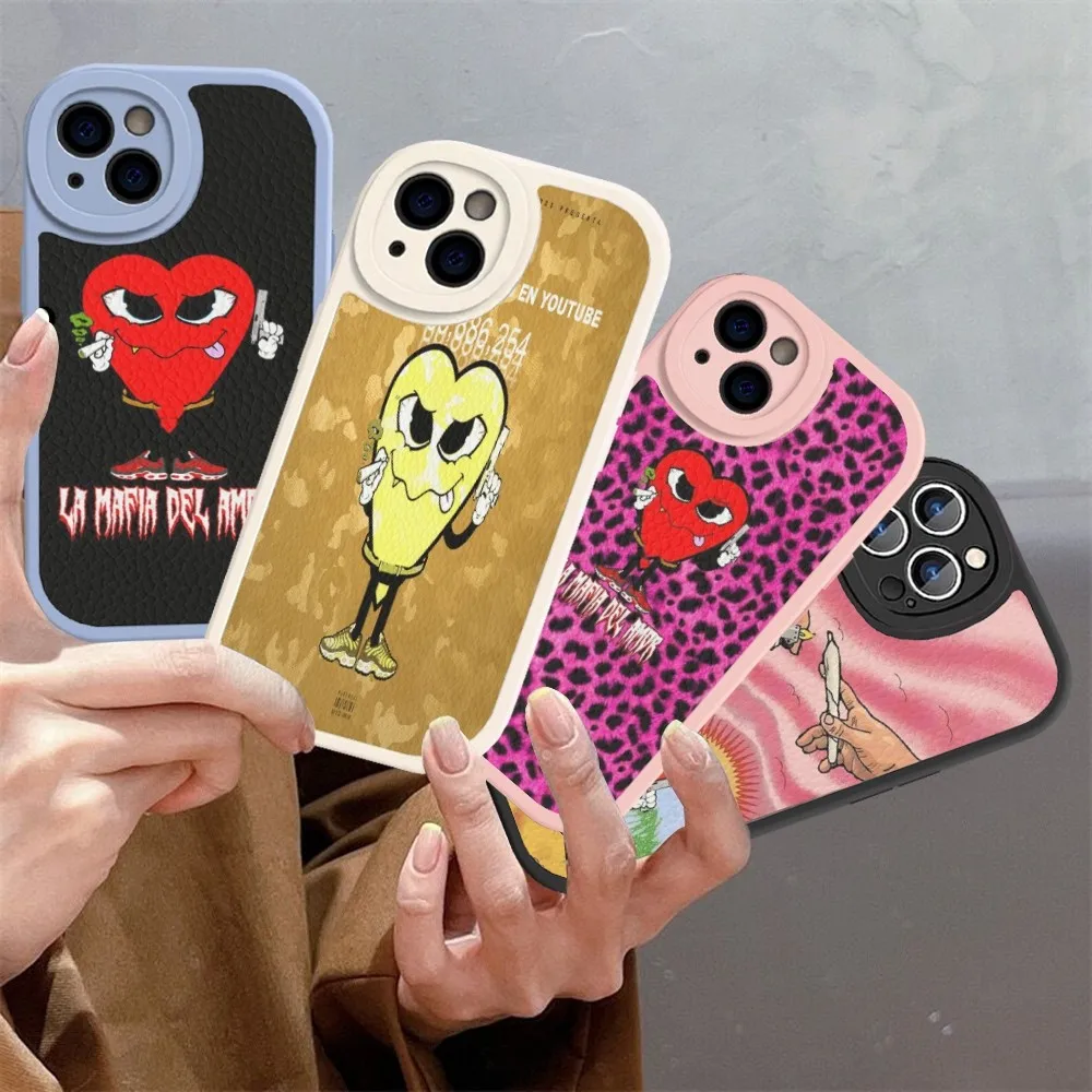 Love Mafia L-La M-Mafia D-Del A-Amor Phone Case Hard Leather For iPhone 16 15 14 13 12 Mini 11 14 Pro Max Xs X Xr 7 8 Plus