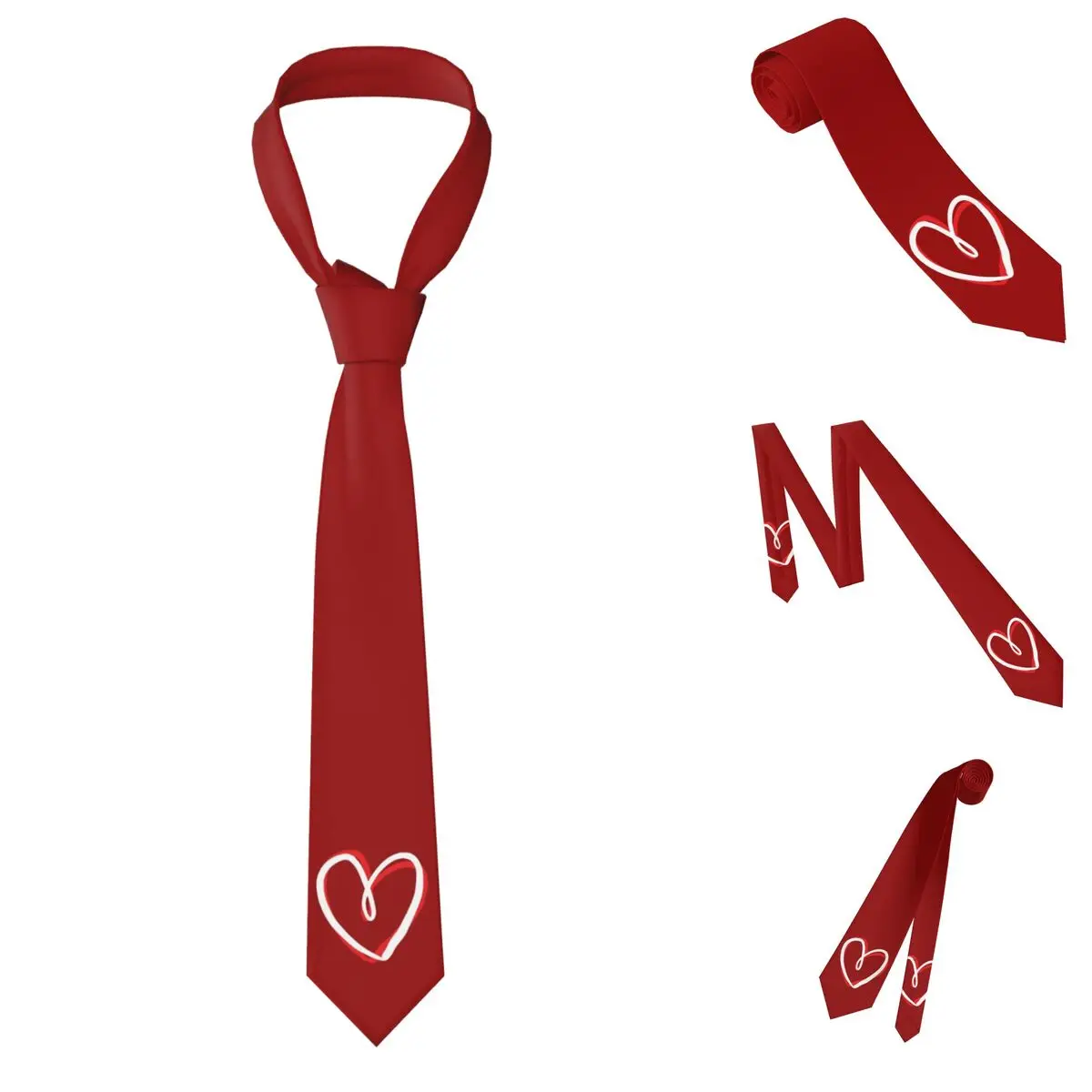 Día de San Valentín 2 Corazones Amor Corbata para hombres Seda Poliéster Corbatas delgadas Trajes de fiesta Corbata Casual Gravatas