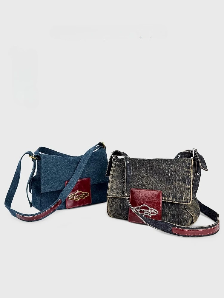 

Classic denim shoulder messenger bag