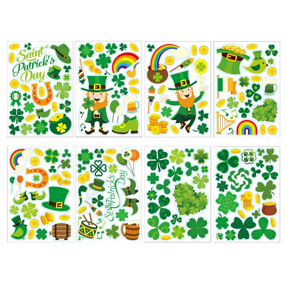 

8 Sheets Window Stickers Glass Decal Wall Decor Shop Party Shop Window Sticker Decorations Static Cling Patrick Theme