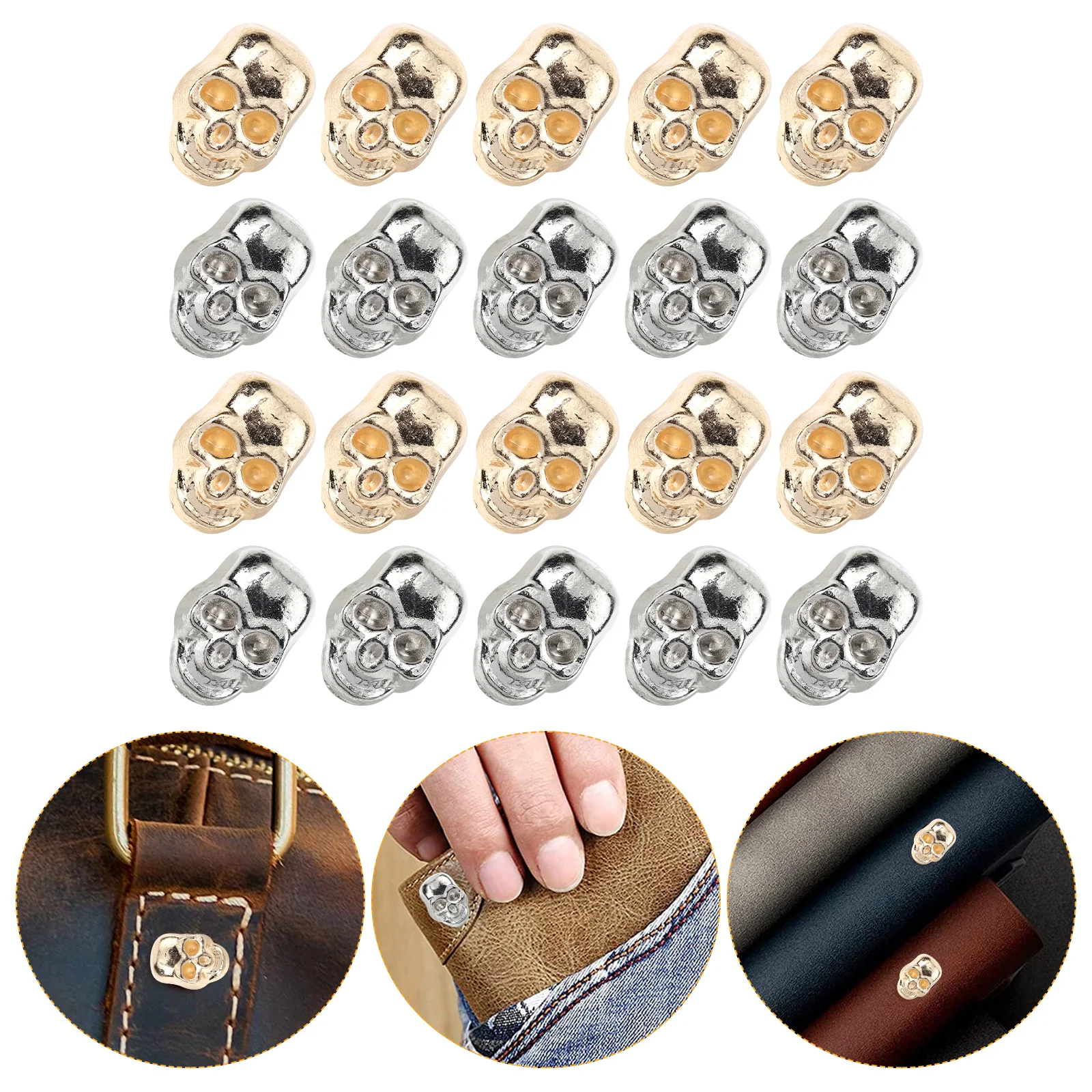 20Pcs Ghost Head Rivets Studs for Jackets Bags Shoes DIY Craft - Corrosion Resistant Fashion Metal Rivet