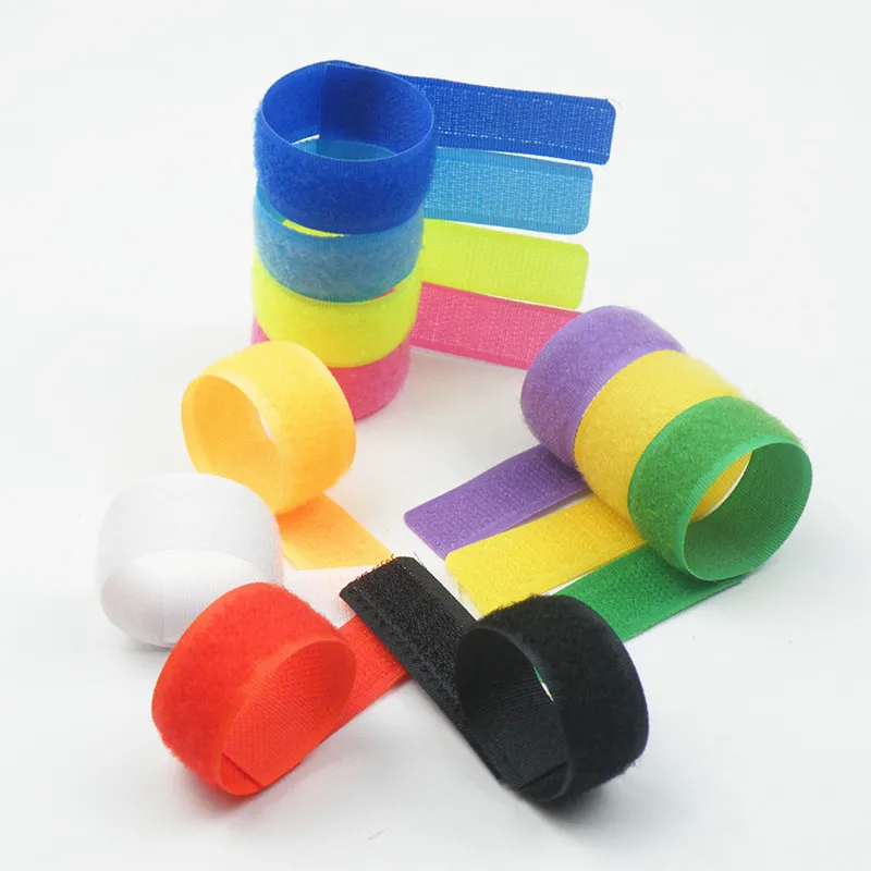 50pcs colorful tape headset data cable finishing storage buckle clothes DIY Adhesive Fastener Strap Reusable nylon Fabric