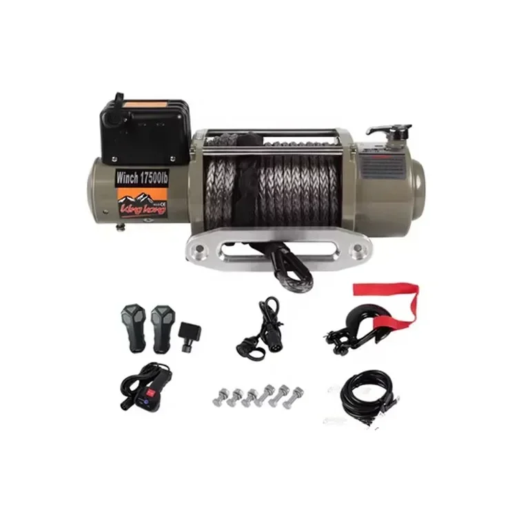 Katrol listrik kendaraan off-road, kawat baja/tali nilon 9500/12000/13000/14500 LBS ATV/UTV 12V 24V