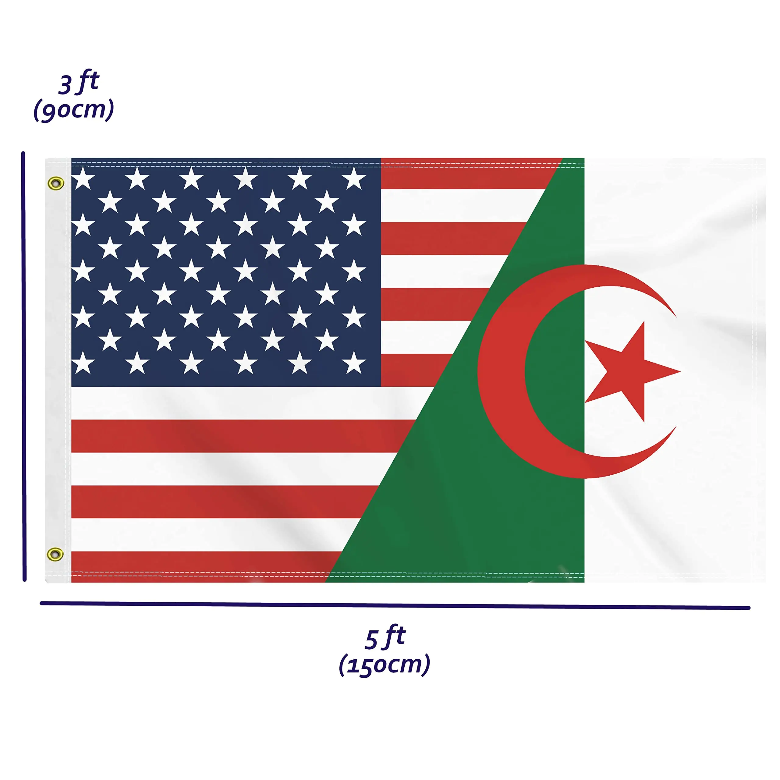 Flagnshow 100% Polyester USA and Algeria Flag